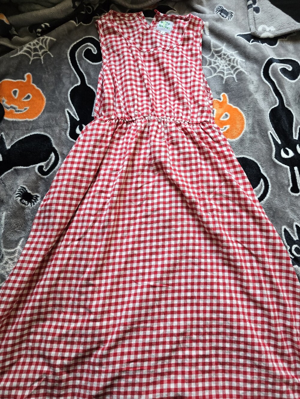 Shiny By Nature Red Gingham Dress Size L